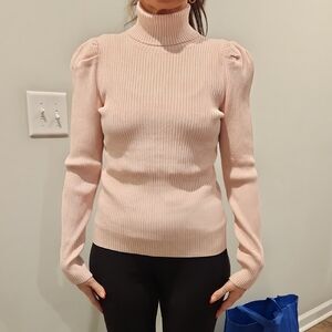 525 America Blush Ribbed Turtleneck Sweater